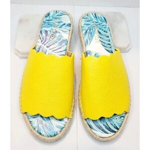J.McLaughlin Aries Yellow Scalloped Espadrille Slide Sandals